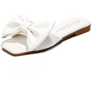 Cape Robbin Juju Sandals Slides for Women, Womens Mules Slip On Shoes with Bow